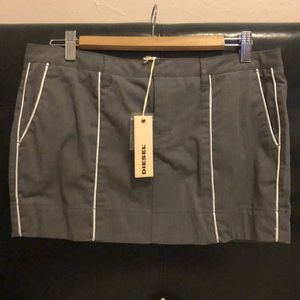 Diesel Gray mini skirt with white silk stripes